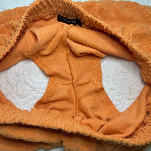 Forever 21 Hibiscus Terrycloth Swim Cover Up Set. Color: Orange. Size: Large. - Picture 8 of 9